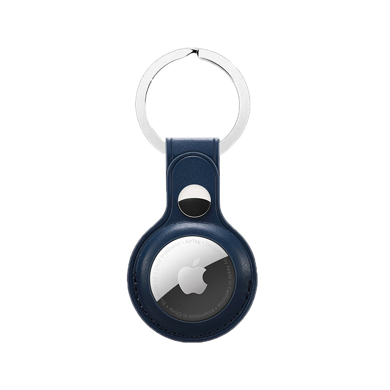 Quad Apple AirTag Leather Key Ring Blue