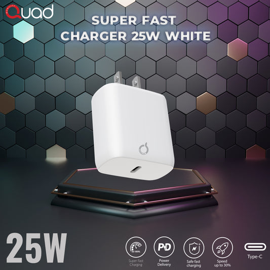 Quad New Super Fast PD 25w Charger Adapter White..